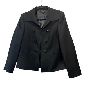 Alex Marie Black‎ Double Breasted Blazer Jacket Women Size 14 Military Style